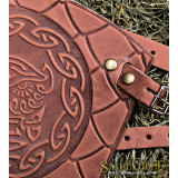 A Pair Leather Bracers Owl Celtic Spiritual Vikings Magic Nordic Amulet with Scale design 